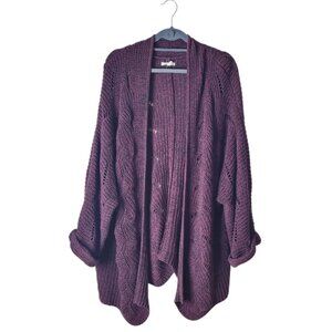 Maurices Plus Size Crochet Knit Slouchy Open Front Sweater Cardigan